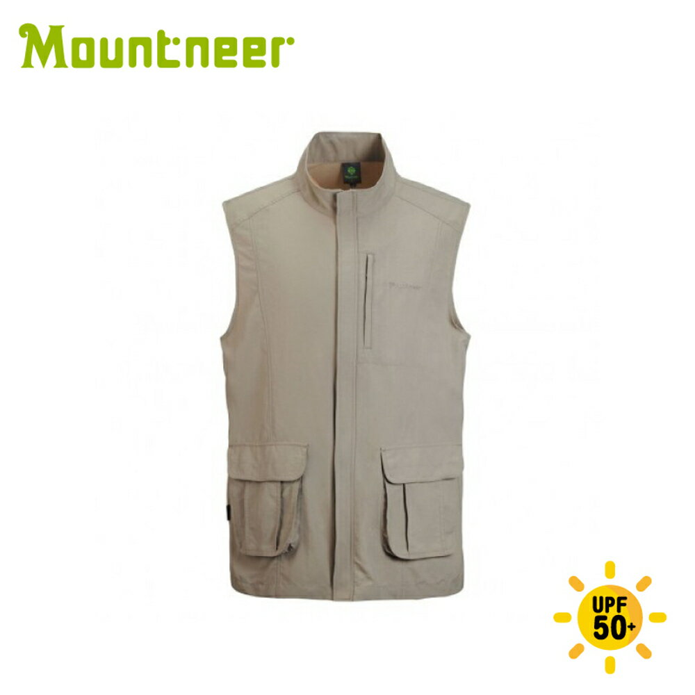 【Mountneer 山林 男 透氣抗UV背心《卡其》】21V01/背心/春夏背心/戶外/登山/防曬