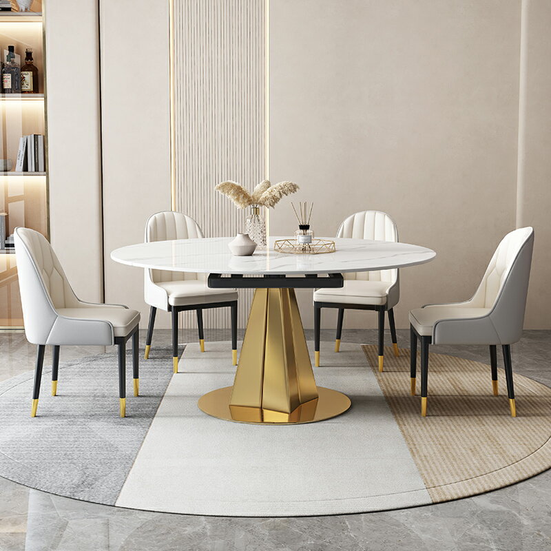 餐桌 旋轉伸縮 可變圓桌 方圓兩用 家用 小戶型 現代簡約 餐桌