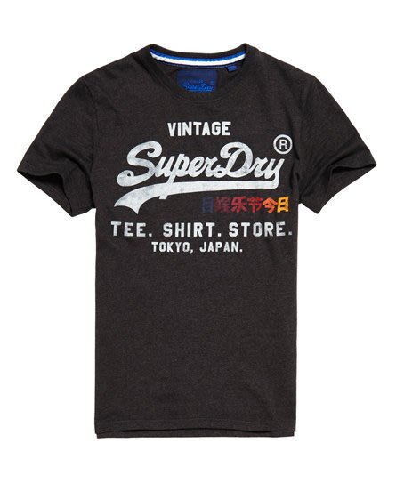 跩狗嚴選 極度乾燥 Superdry SS 經典款 復古風格彩虹Logo T-shirt 重磅 短袖 T恤 短T 碳灰