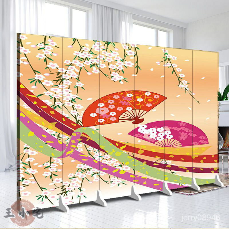 日式遮擋屏風居屋舍日料店隔板門口迎客折疊移動式招財貓和風櫻花/屏風/擋風屏/隔斷屏/遮擋屏/折疊屏/玄關屏風/客廳屏風 3