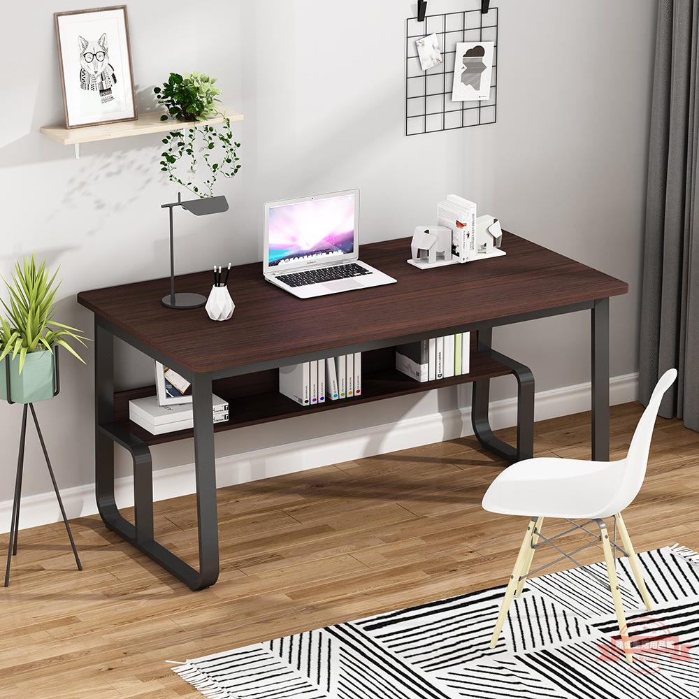 實木書桌書架書柜一體組合臺式兒童臥室簡易家用桌子辦公桌電腦桌