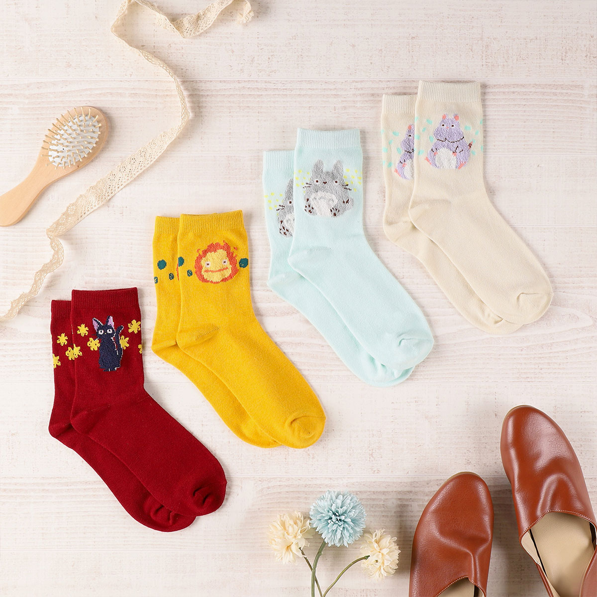 真愛日本 宮崎駿 吉卜力 毛圈布 中筒襪 卡西法 小少爺鼠 黑貓吉吉 龍貓 踝襪 卡通襪 襪子 學生