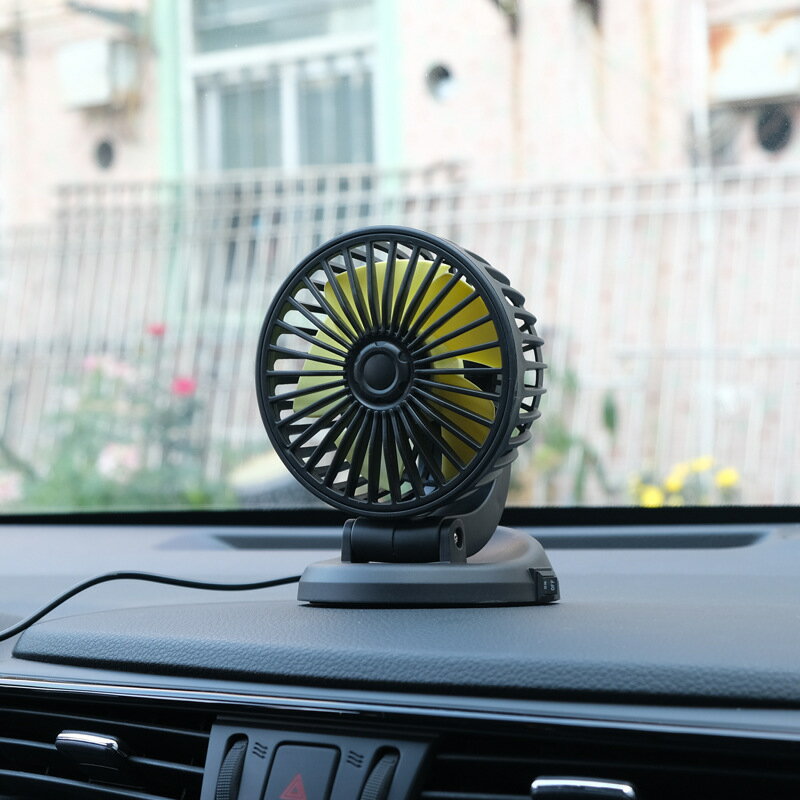 廠家直銷車載電風扇24v大貨車12v汽車usb介面強力麵包車內小風扇
