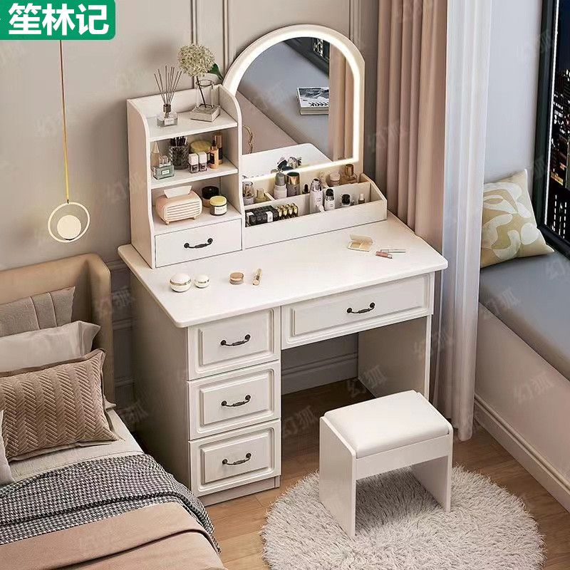 【最低價】【公司貨】梳妝臺臥室現代簡約小型化妝臺大鏡子網紅小戶型簡易美式化妝桌子