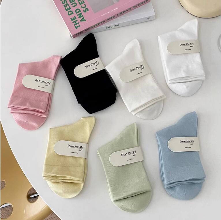 襪子女夏季薄款中筒襪堆堆無骨配小皮鞋純棉春秋長筒襪月子襪【繁星小鎮】