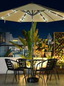 戶外遮陽傘棚擺攤庭院太陽能帶LED燈3米大中柱羅馬室外露天臺桌椅
