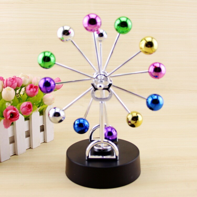 創意家居彩色摩天輪牛頓擺球永動儀工藝品物理原理裝飾品桌面擺件