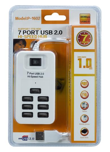 包郵USB 4口/7口2.0HUB USB集線器/分線器 支持1TB硬盤1.2米線長