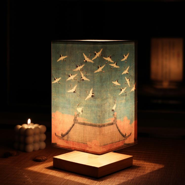 新中式復古夜燈臥室簡約床頭創意實木溫馨書法古風中國風小台燈 交換禮物