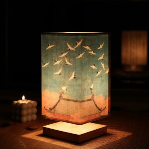 新中式復古夜燈 臥室簡約床頭創意 實木溫馨書法古風中國風小台燈