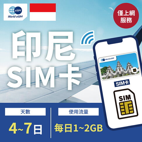 【GLOBAL WiFi】印尼SIM卡 印尼上網 每日1GB~2GB 降速吃到飽 4G高速上網 Telkomsel 手機上網 隨插即用 0