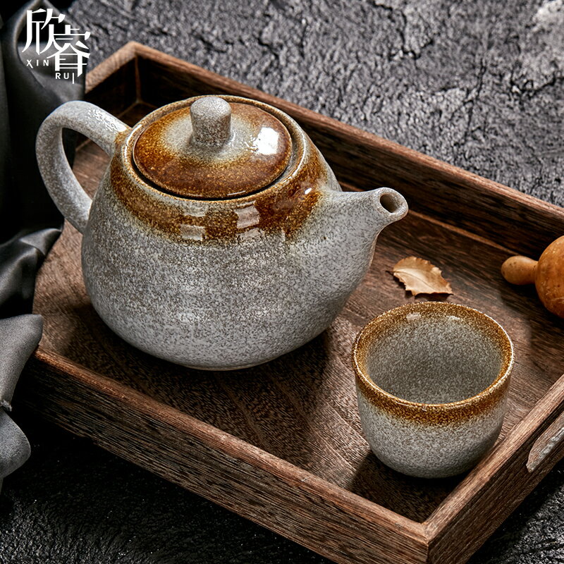 茶壺冷水壺陶瓷家用大容量耐熱粗陶圓壺古瓷過濾提梁小泡茶具套裝