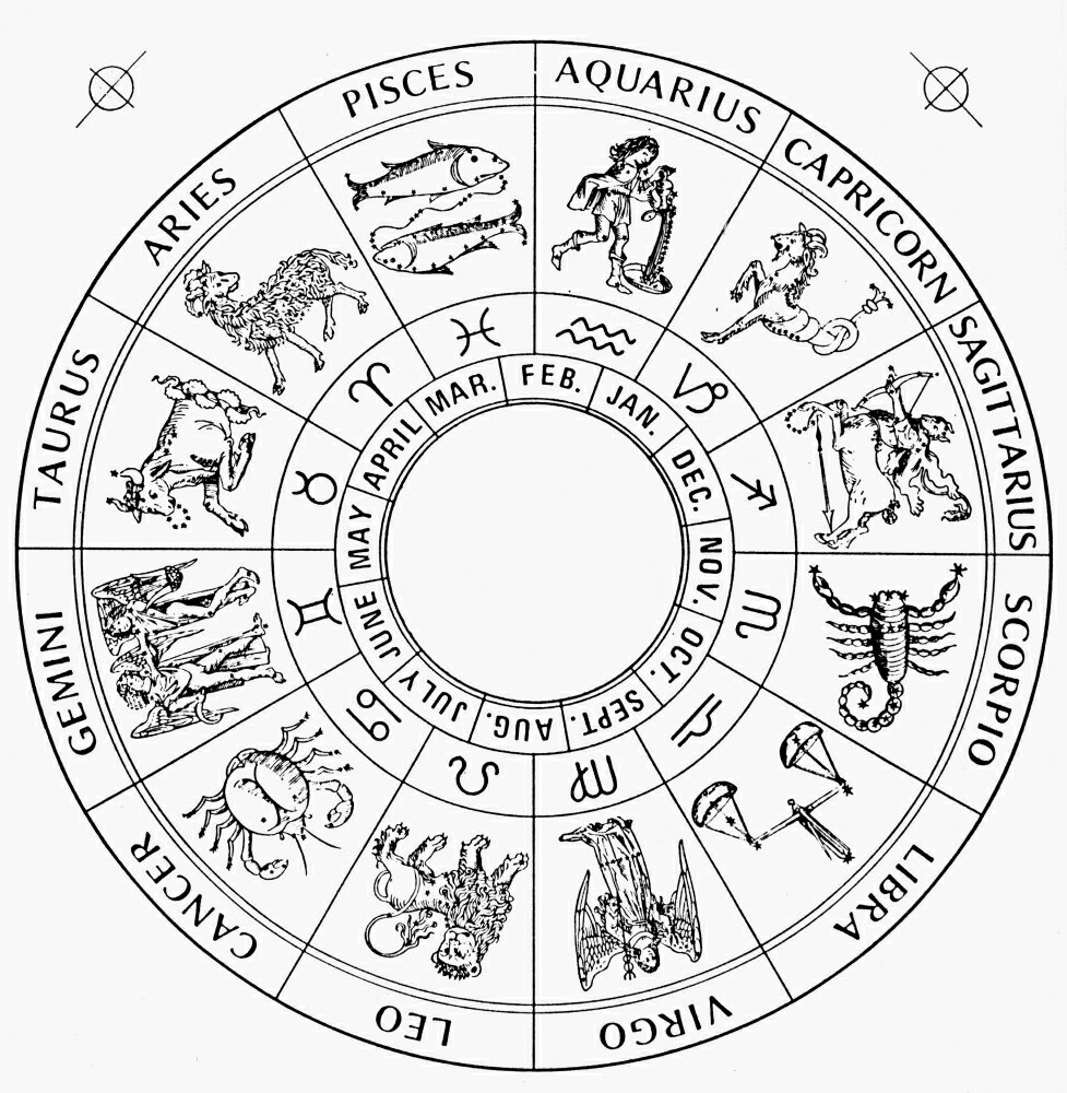 Posterazzi Modern Zodiac Chart Nzodiac Chart Incorporating Late 15Th Century Woodcut Zodiacal