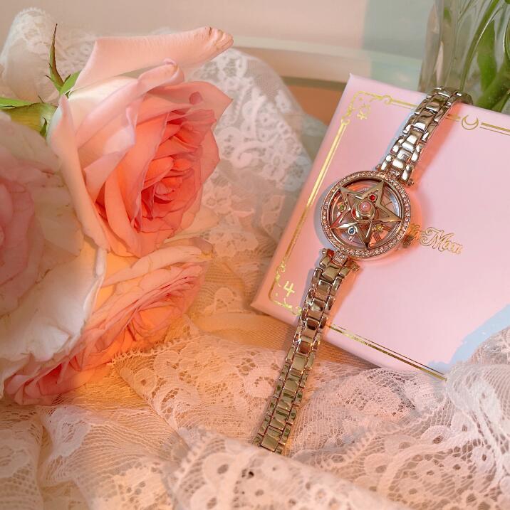 金色美少女戰士聯名日韓音樂盒手錶 日本原裝機芯石英石腕表鋼帶