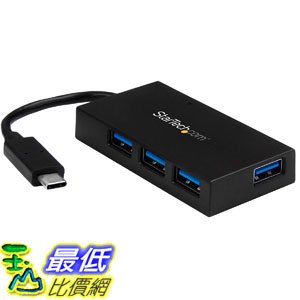[7美國直購] 集線器 StarTech.com 4 Port USB C Hub C to 4x A - USB 3.0 Hub 4 Port USB Hub with Power Adapter