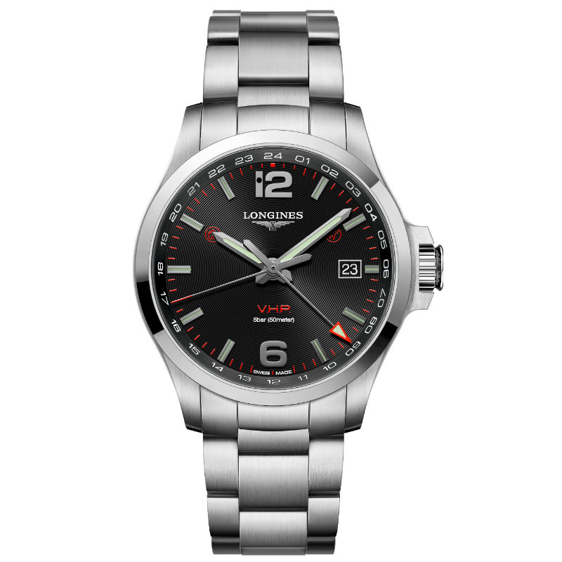 LONGINES浪琴錶 L37284566 Conquest V.H.P. GMT機械腕錶/黑面43mm
