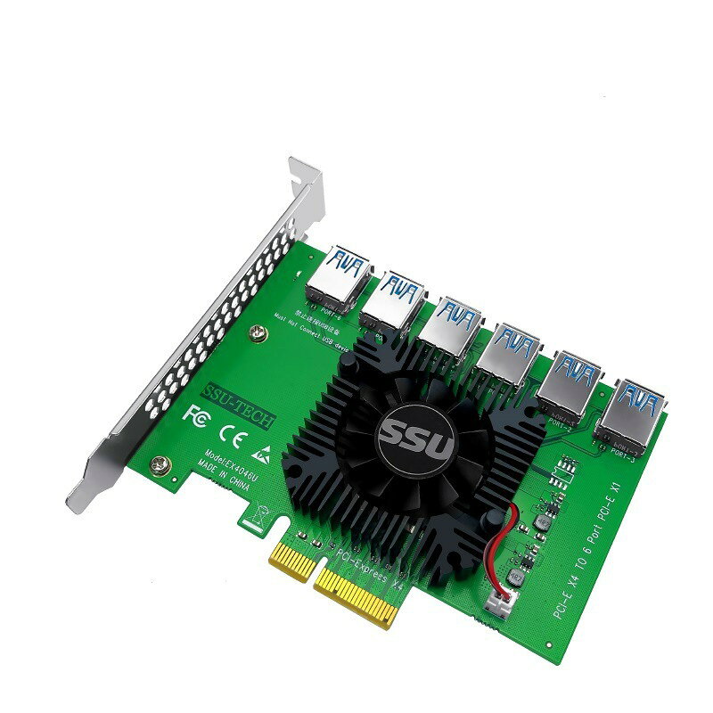 PCI-E轉顯卡延長線1轉6PCI-EX1轉X16顯示卡插槽PCI-E轉接卡1轉6口卡【宜家良品百貨】