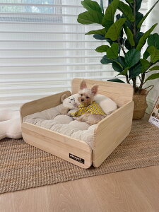 寵物實木貓狗小床沙發窩墊小型犬泰迪比熊離地四季通用原木風木床