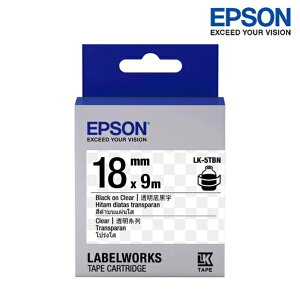 EPSON LK-5TBN 透明底黑字 標籤帶 透明系列 (寬度18mm) 標籤貼紙 S655408