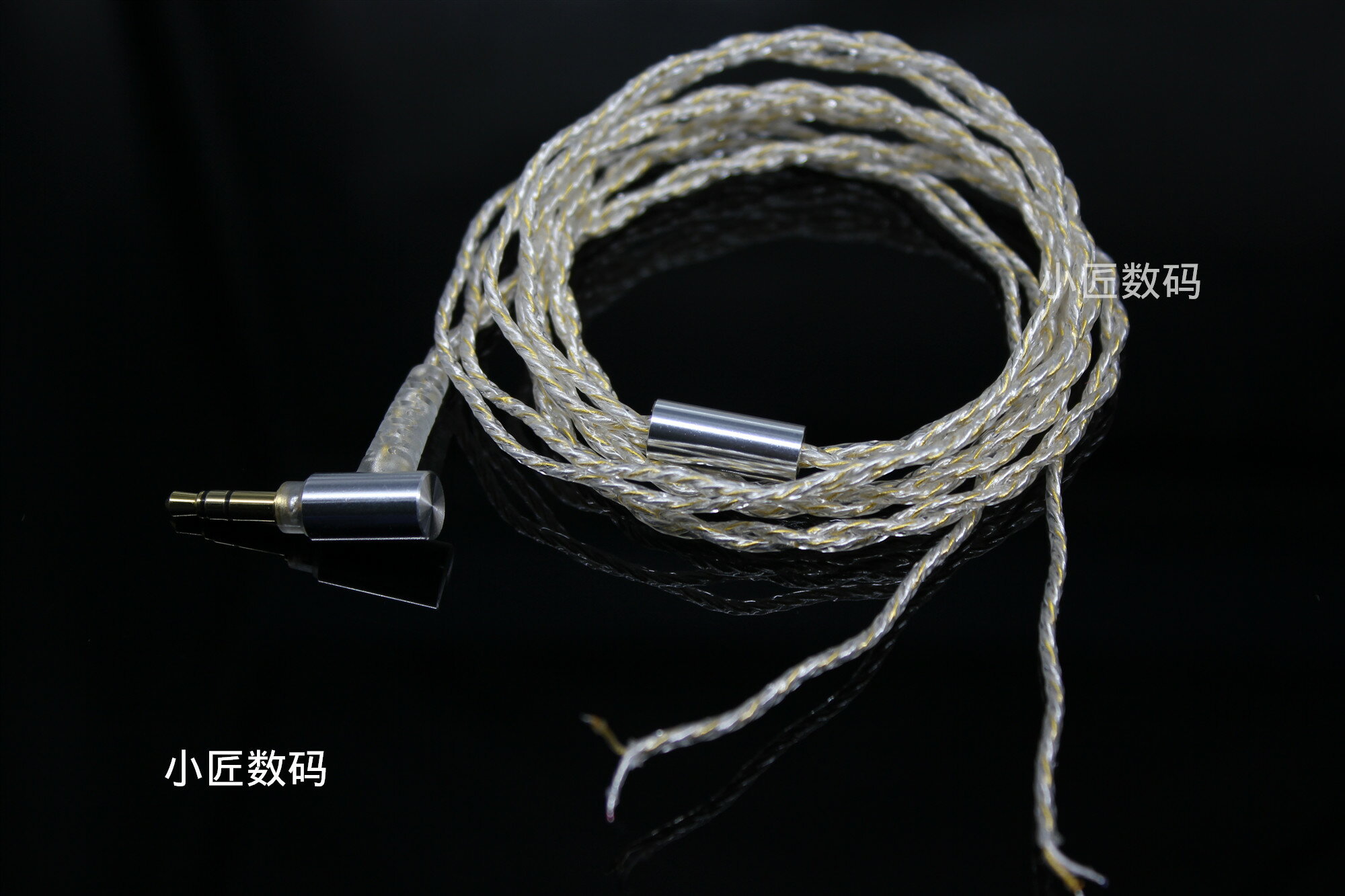 diy耳機配件維修線材 金色透明混編四股麻花線耳機線 鍍銀耳機線