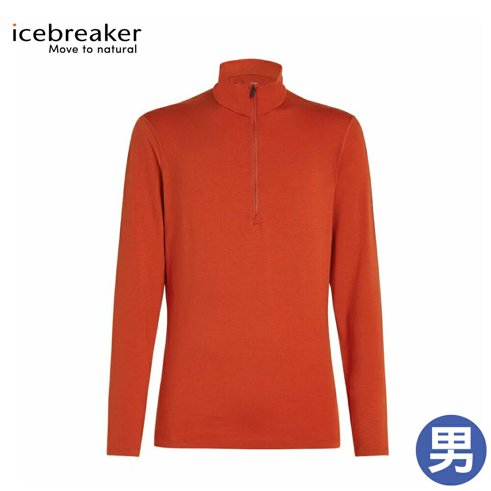 【Icebreaker 紐西蘭 男 Core Heavyweight 半開襟長袖上衣《磚橘》】IB0A575K/登山/立領
