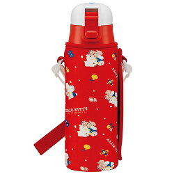 三麗鷗凱蒂貓HelloKitty 不鏽鋼水壺 彈蓋直飲式 冷水壺470ml 附水壺套 日本進口正版 384653
