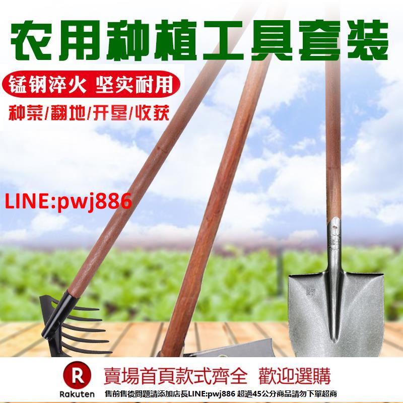 【臺灣公司 優質服務】家用種菜專用鋤頭三件種植套裝農用工具大全鐵鍬除草翻地挖土神器
