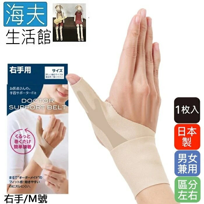 【海夫生活館】KP 日本製 Alphax 拇指手腕固定護套 男女兼用 1入(膚色/右手/M號)