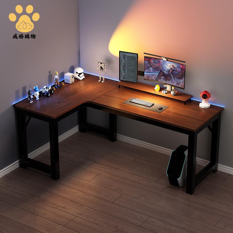 書桌，L型書桌/電腦桌/辦公桌推薦到轉角臺式 電腦桌 電競桌 雙人拐角書桌 書架 臥室L型辦公桌 家用ws7291