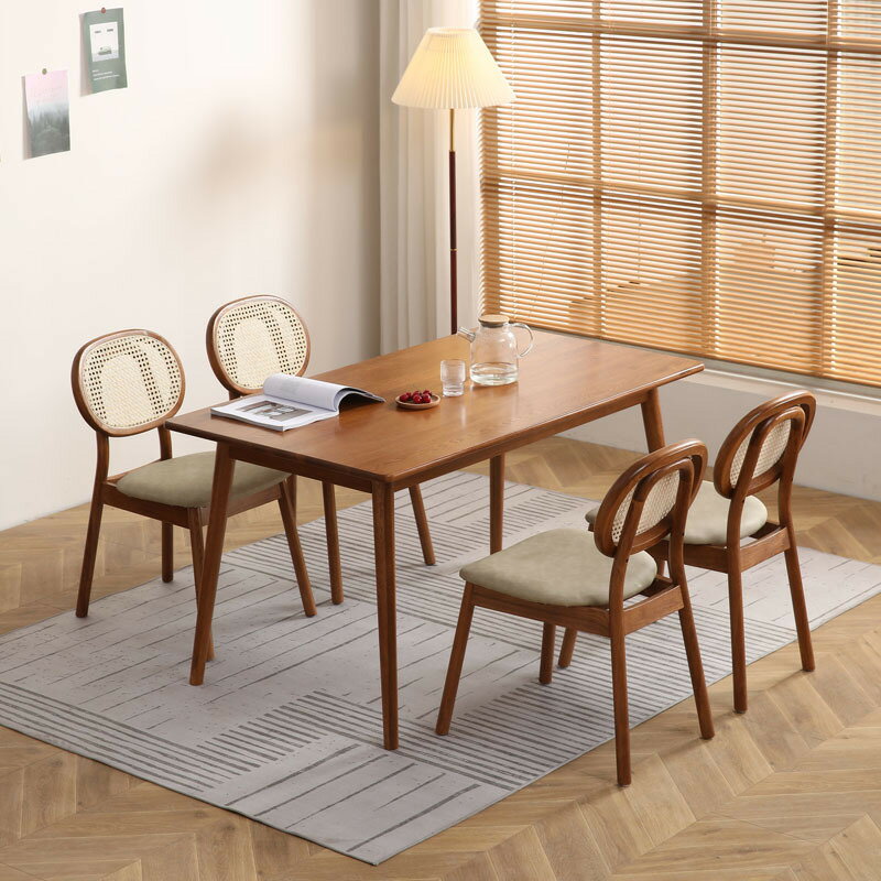 桌子 德納斯實木餐桌橡木餐桌椅組合北歐原木小戶型長方形飯桌子
