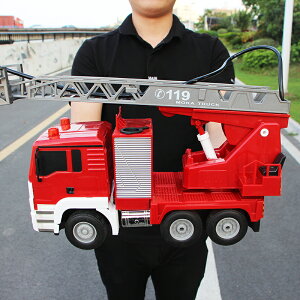 超大型可噴水遙控消防車電動升降云梯越野車男孩兒童玩具模型套裝