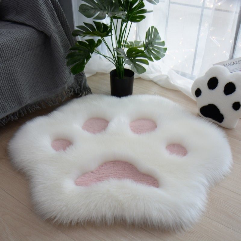 貓爪造型長毛絨地毯床邊地毯兒童房間裝飾毛毛墊卡通茶幾地墊