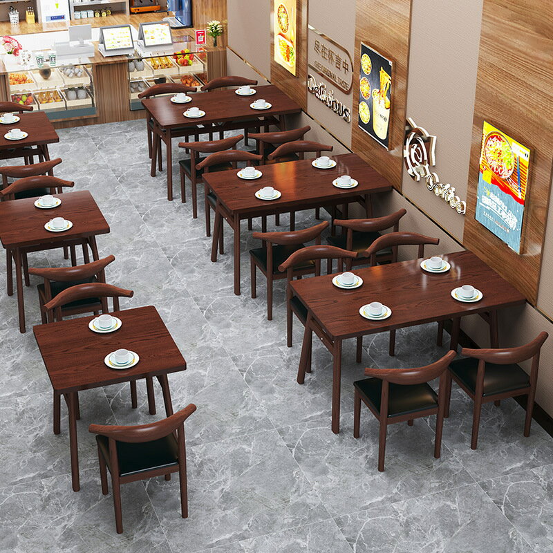 公司貨免運 附發票 桌子餐飲商用漢堡奶茶店桌椅套裝快餐店面館出租房家用小戶型飯桌-快速出貨