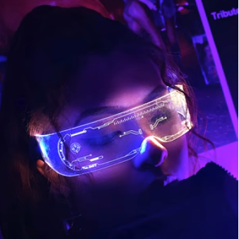 現貨清出 發光眼鏡 護目鏡網紅led蹦迪眼鏡發光未來科技感賽博朋克表演酷裝備原宿風