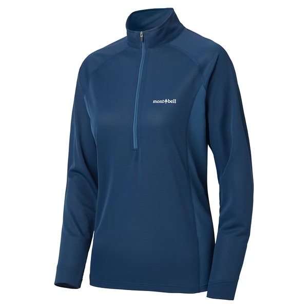 ├登山樂┤Mont-Bell Cool Ls Zip Shirt女款長袖半門襟 海軍藍 # 1114632NV