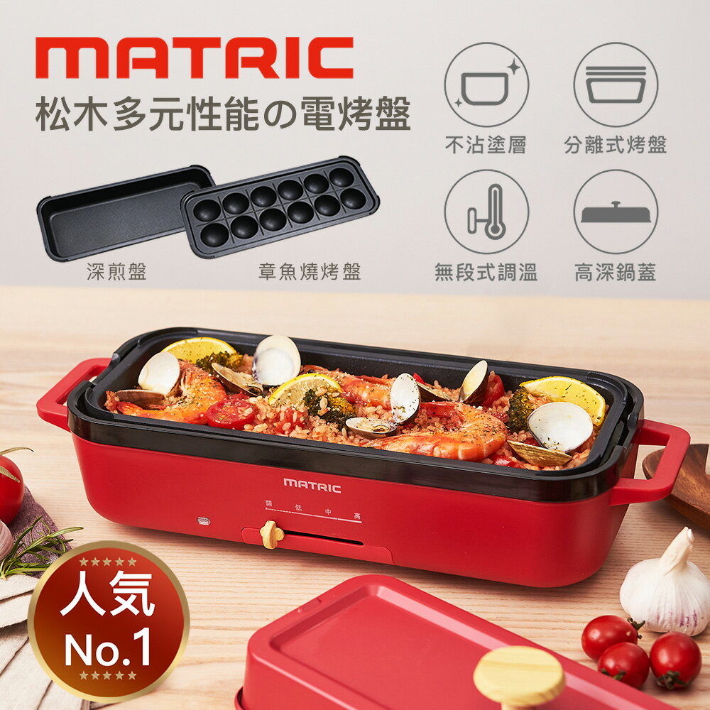 【MATRIC 松木】多元性能の電烤盤MM-PG2152C 章魚燒烤盤/章魚燒機/多功能電烤盤