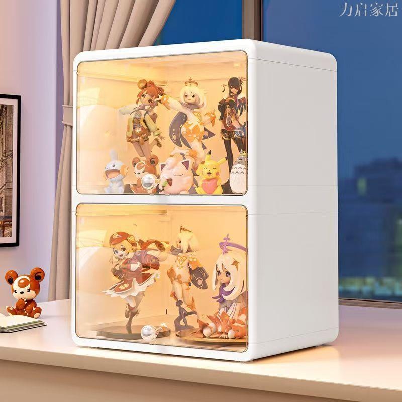 透明防塵收納盒展示架盲泡泡瑪特大容量強力承重盒大型手辦展示櫃