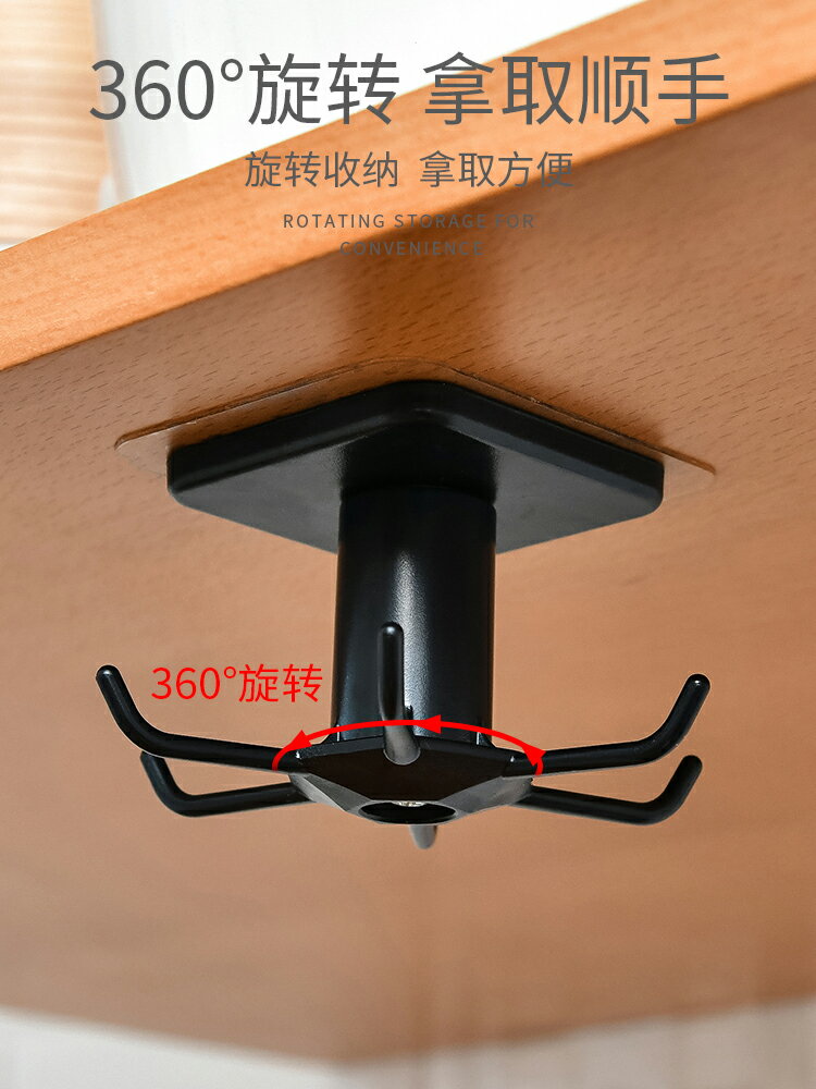 旋轉掛鉤廚房用品免打孔無痕置物架收納廚具櫃壁掛架鍋鏟勺子神器