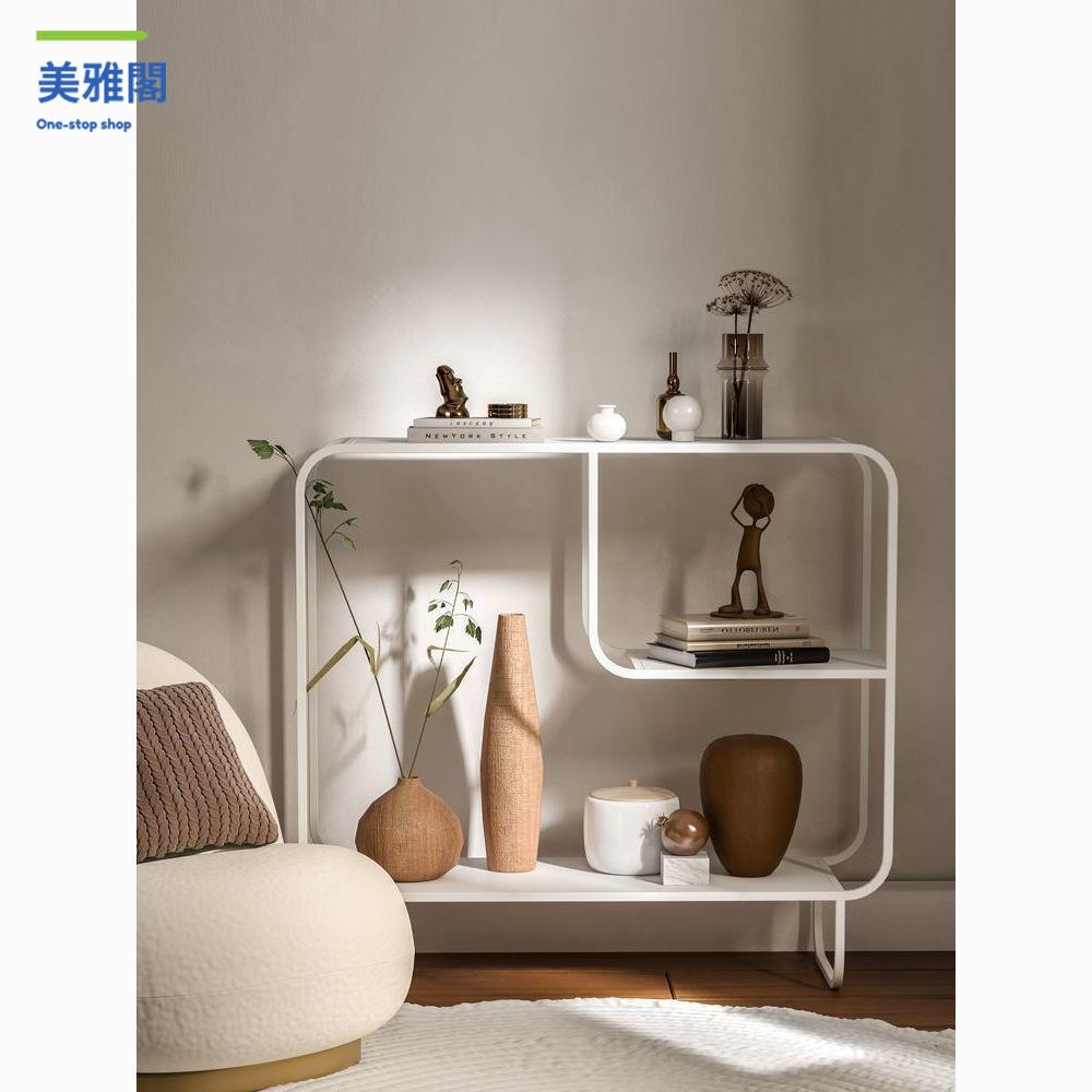 廠家直出 置物架 隔斷 收納架 展示架 多層架 北歐簡約落地式ins風置物架展示網紅一體鐵藝書架收納架客廳白色 工廠現貨 八折下殺syeb