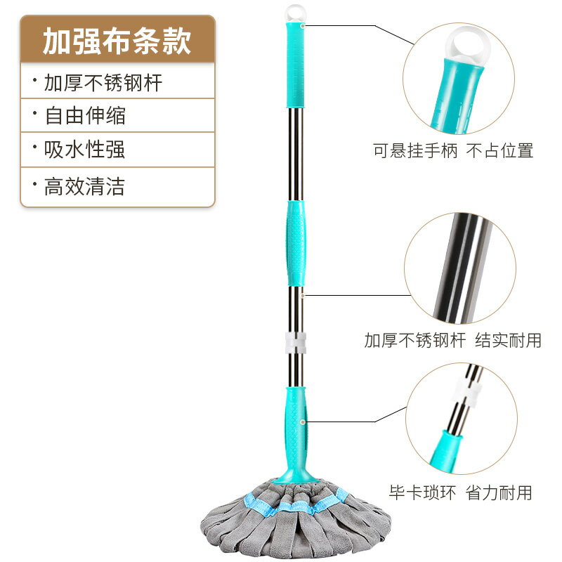 擰水拖把 自擰水拖把免手洗家用旋轉擰水普通老式拖布手擰式自擰干棉線拖把【MJ193129】 6