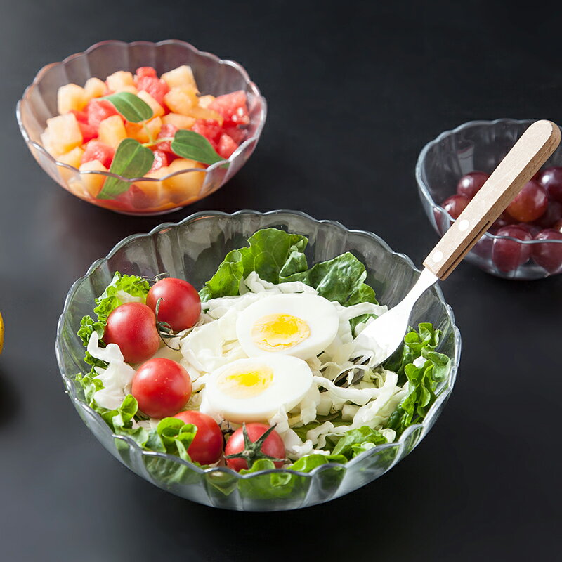 透明玻璃碗甜品水果沙拉碗創意大號吃飯碗家用耐熱湯碗學生泡面碗