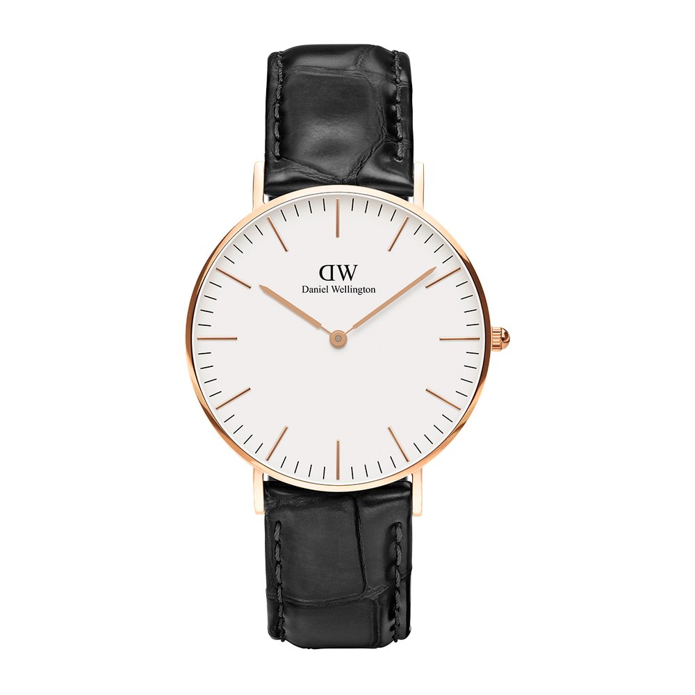 【 Daniel Wellington】 DW 精品手錶 白/黑面金框黑鱷魚皮革 40mm/36mm  (男女 保固一年 Palace store)