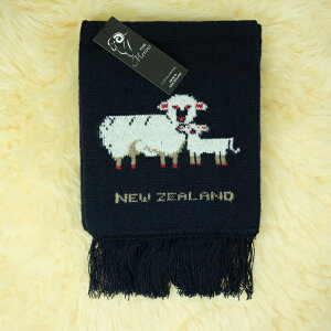 紐西蘭100%純羊毛圍巾*深藍色(羊咩咩)