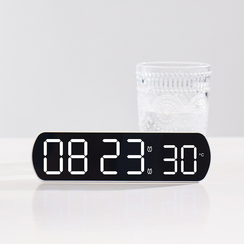 好物 熱賣簡約正倒計時電子鐘LED多功能時鐘多組鬧鐘帶溫度帶秒針6639