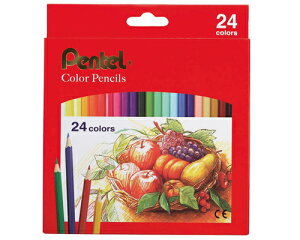 【文具通】Pentel ぺんてる 飛龍 色鉛筆 油性 紙盒 24色 CB8-24T A1340261