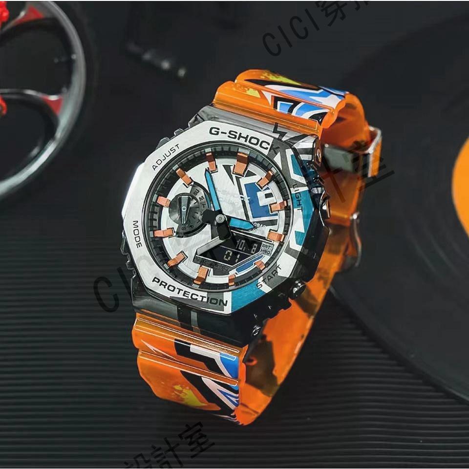 【新品上架】Gm-2100八角金屬農場橡木防震雙錶盤時尚運動手錶金屬外殼【亞德機械五金家居】