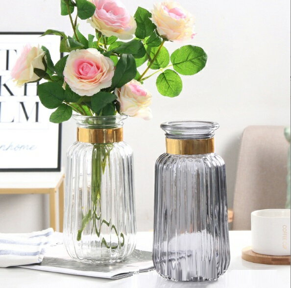 透明彩色玻璃花瓶 美式家居花瓶 多色花瓶 瓶高22公分