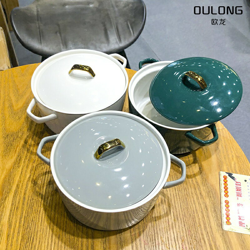 北歐風ins陶瓷碗帶蓋雙耳防燙大容量泡麵碗家用宿舍高顏值餐具