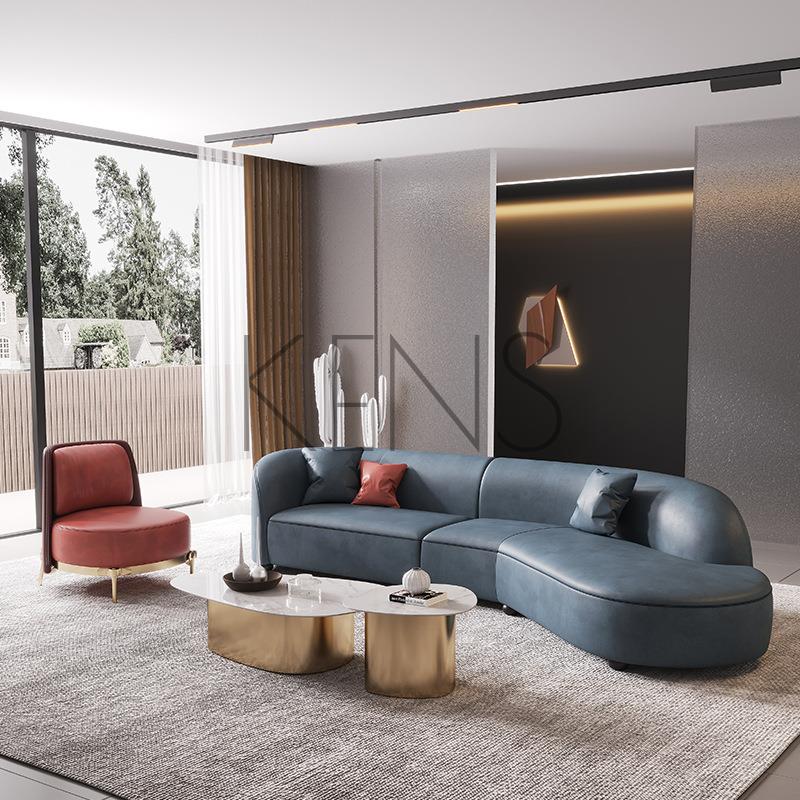 【KENS】沙發 沙發椅 創意異形沙發現代輕奢風格客廳圓弧型設計師簡約北歐科技布藝組合