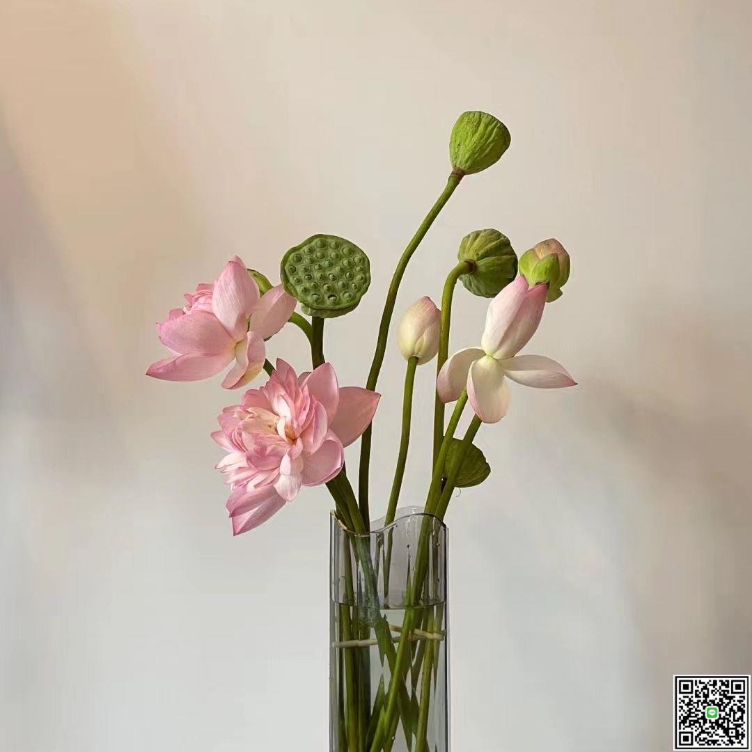 單支模擬荷花蓮花仿真花客廳擺件裝飾品花束插花攝影道具花假花-UM.有米家居